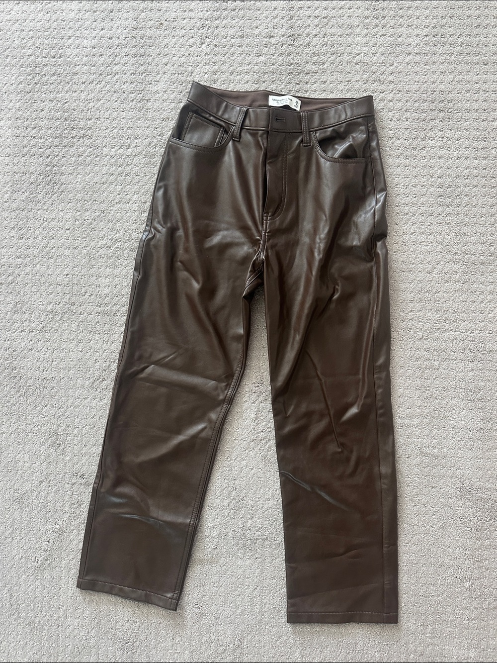 Abercrombie & Fitch women’s Faux Leather Pants - Dark Brown